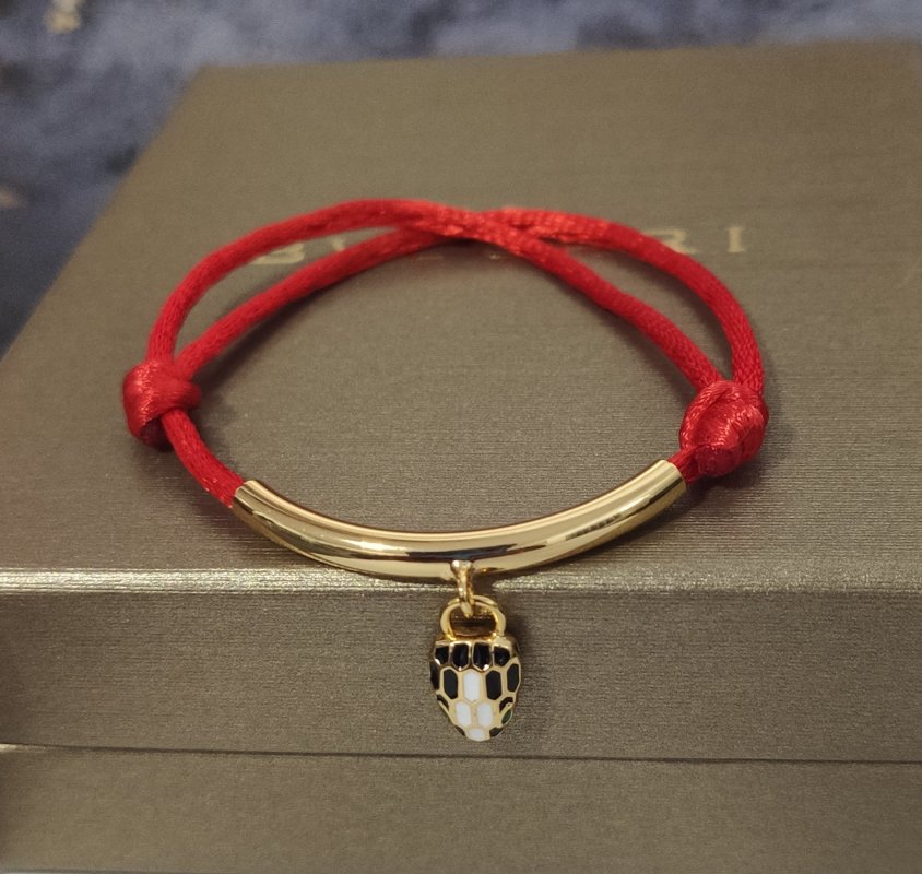Bulgari Snake Red Cord Bracelet with Gold Charm view