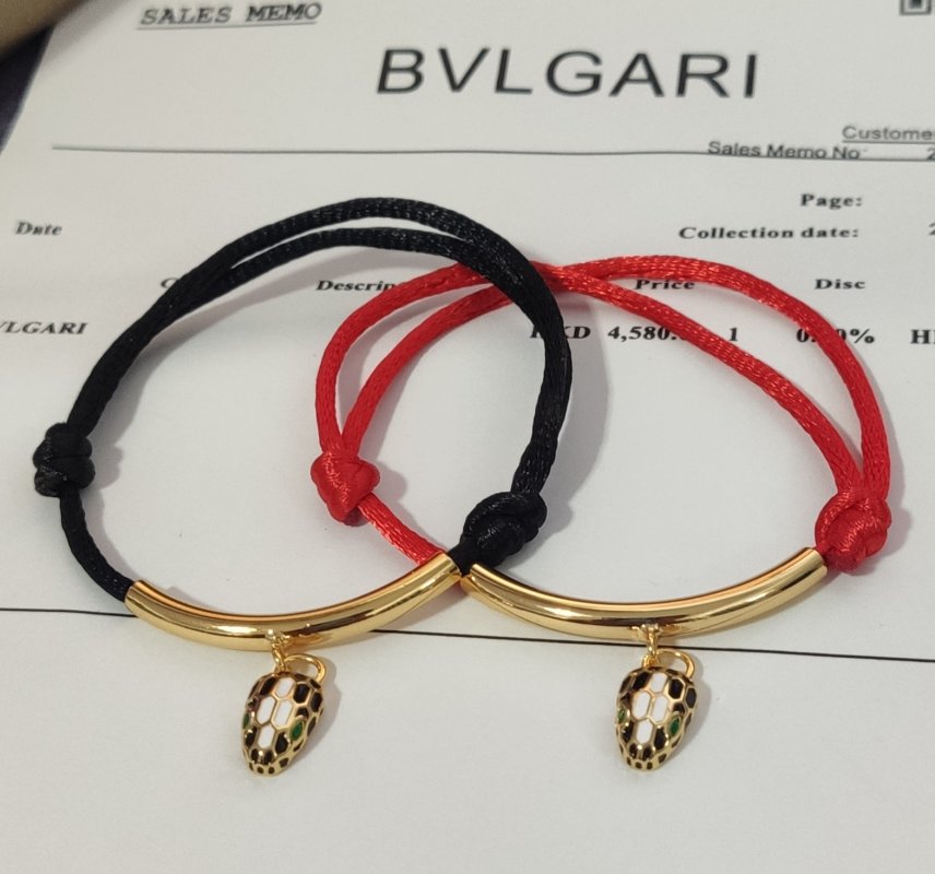 Bulgari Snake Red Cord Bracelet with Gold Charm view