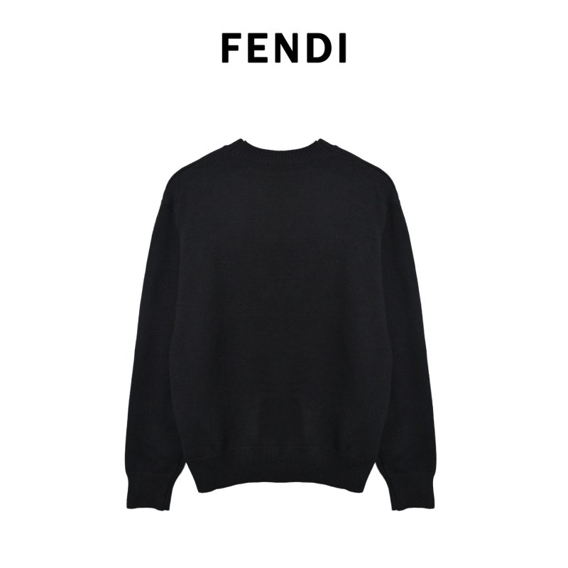 Fendi Black Double FF Embroidered Crewneck Sweater view