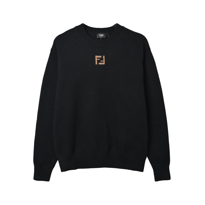 Fendi Black Double FF Embroidered Crewneck Sweater view
