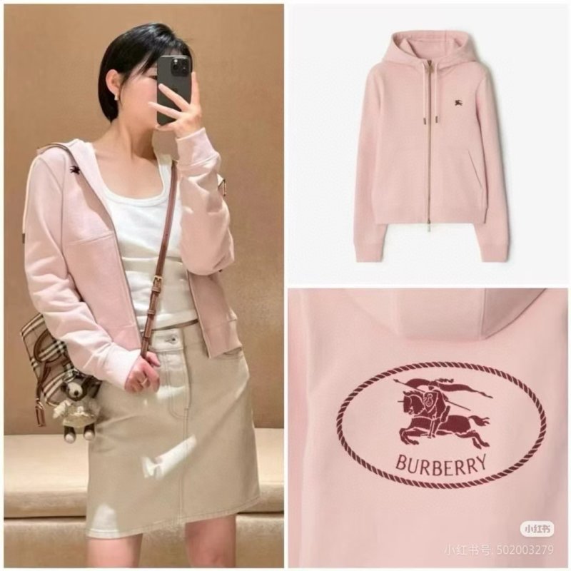 Burberry Pink Zip Hoodie view