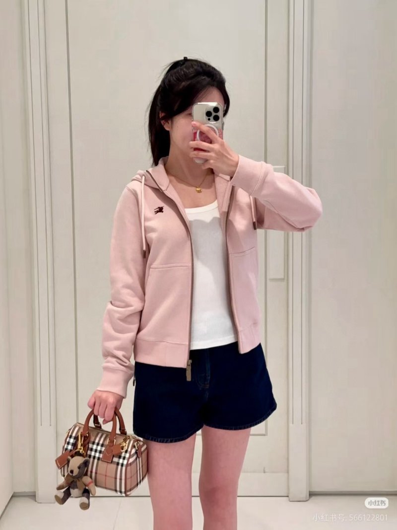 Burberry Pink Zip Hoodie view