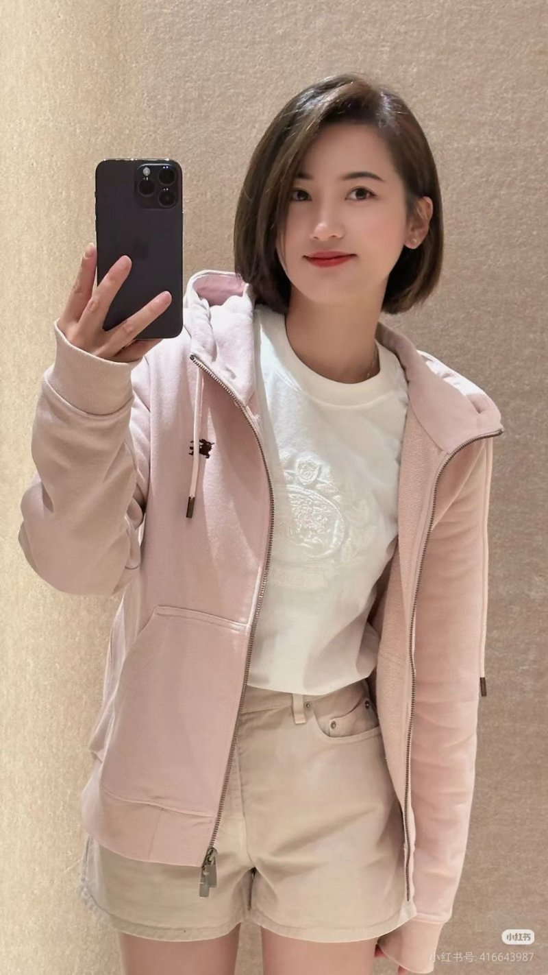Burberry Pink Zip Hoodie view