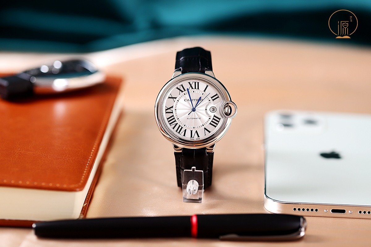 Cartier Ballon Bleu Automatic Black Leather Watch
