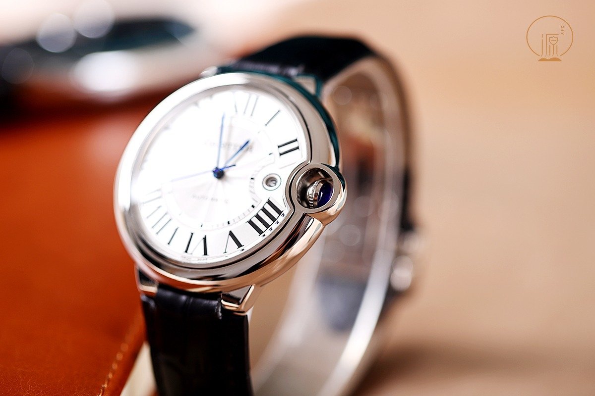Cartier Ballon Bleu Automatic Black Leather Watch view