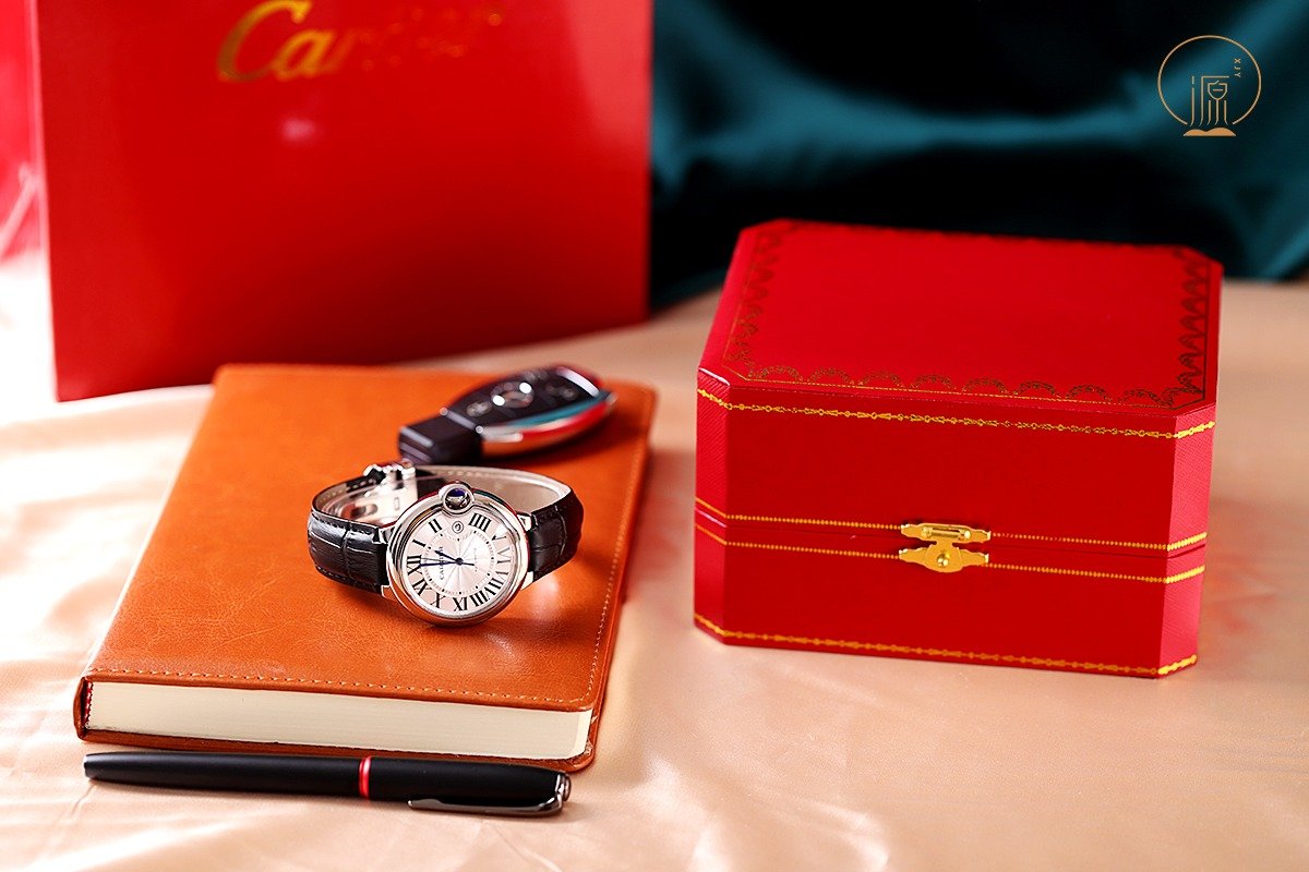 Cartier Ballon Bleu Automatic Black Leather Watch view