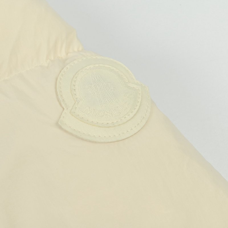 Women's Cream Puffer Down Jacket with Ribbed Collar view