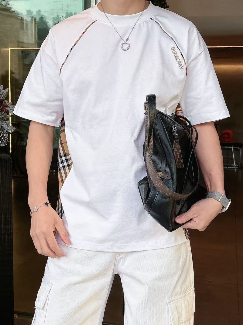 Burberry Check Side Panel White T-Shirt view
