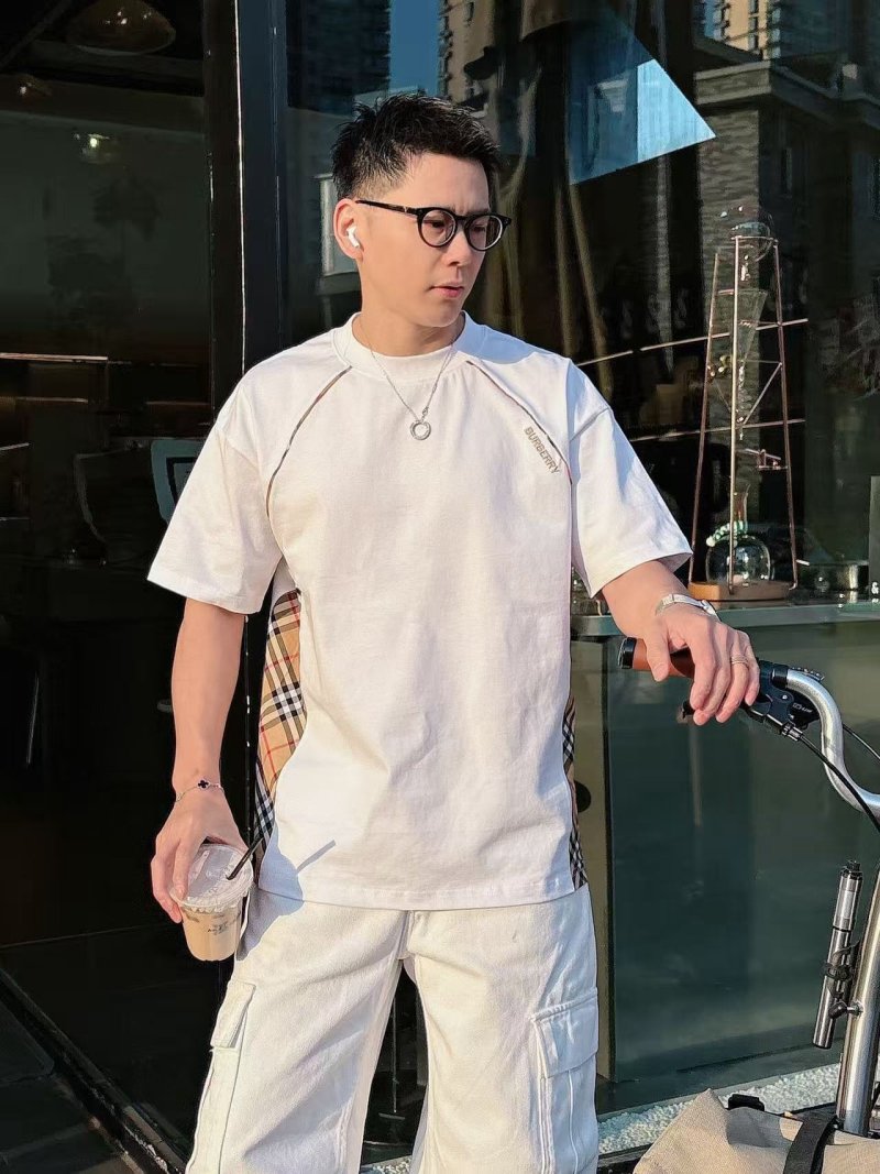 Burberry Check Side Panel White T-Shirt view