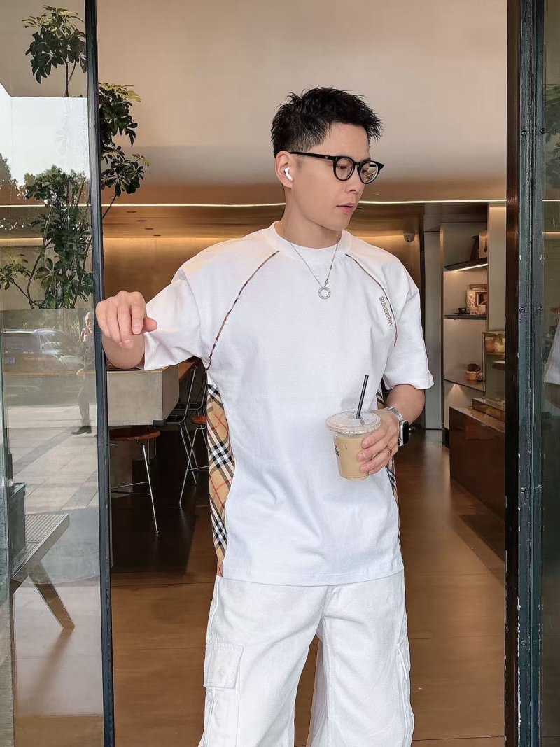 Burberry Check Side Panel White T-Shirt view