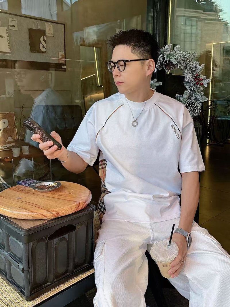 Burberry Check Side Panel White T-Shirt view
