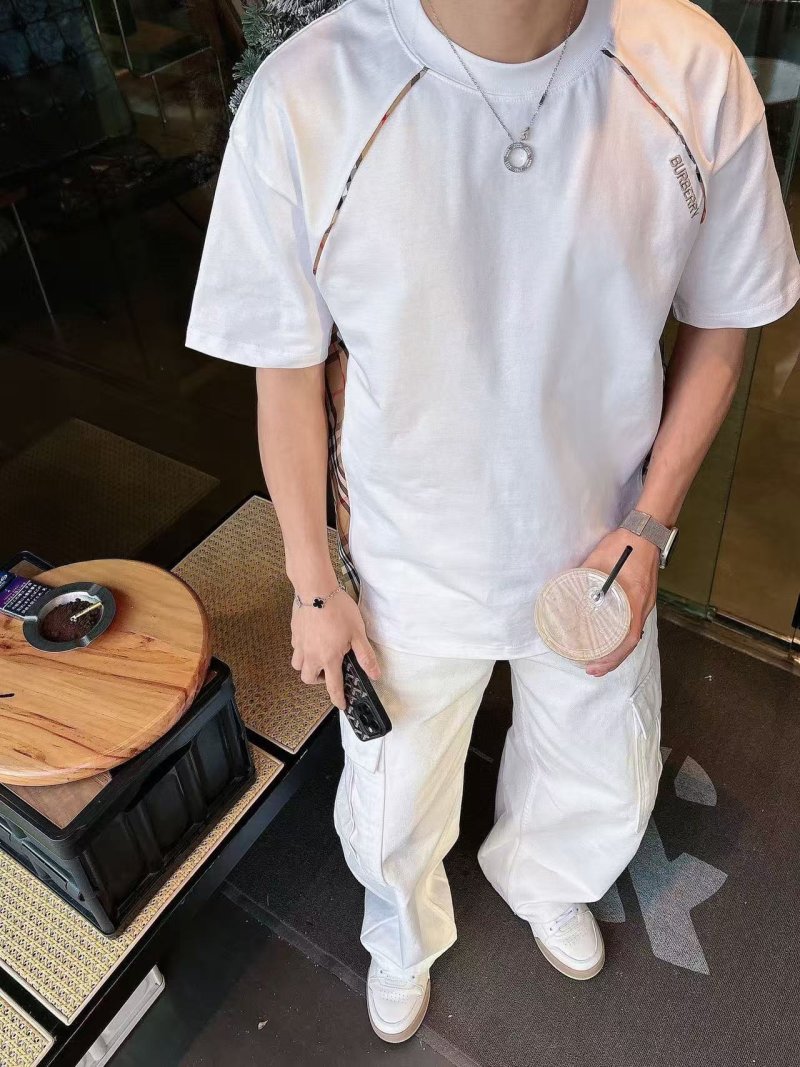 Burberry Check Side Panel White T-Shirt view