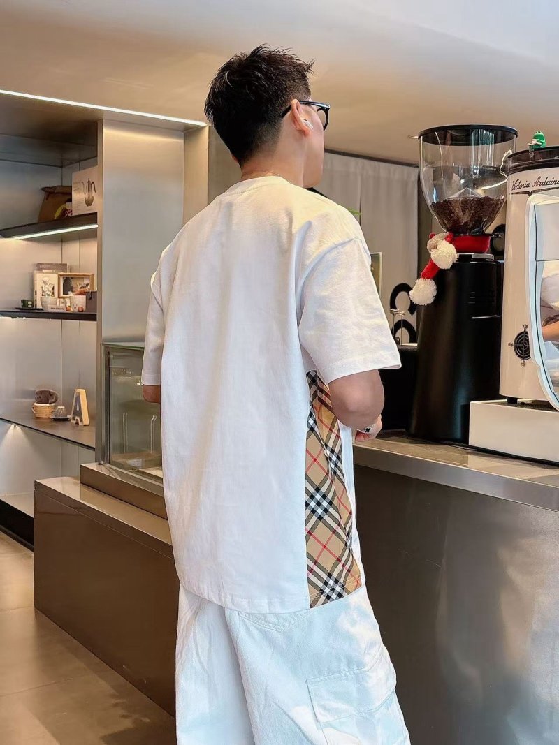 Burberry Check Side Panel White T-Shirt view