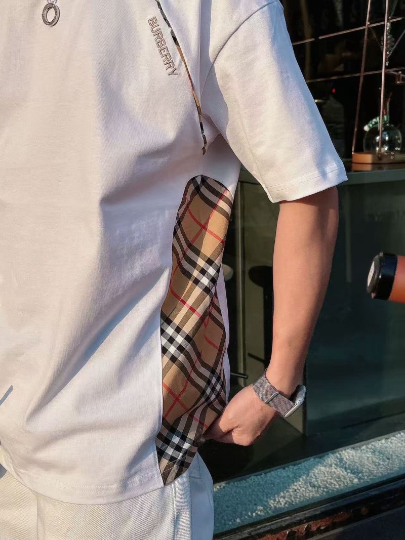 Burberry Check Side Panel White T-Shirt view