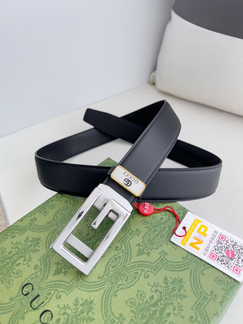 Gucci Automatic Buckle Leather Belt Black