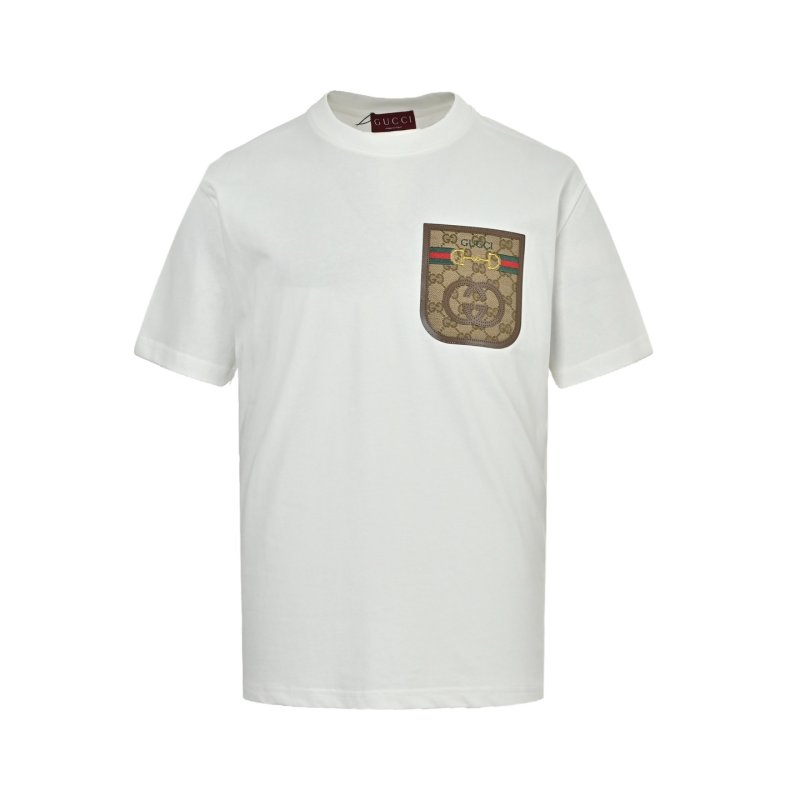 Gucci White Pocket T-Shirt with Monogram Patch view