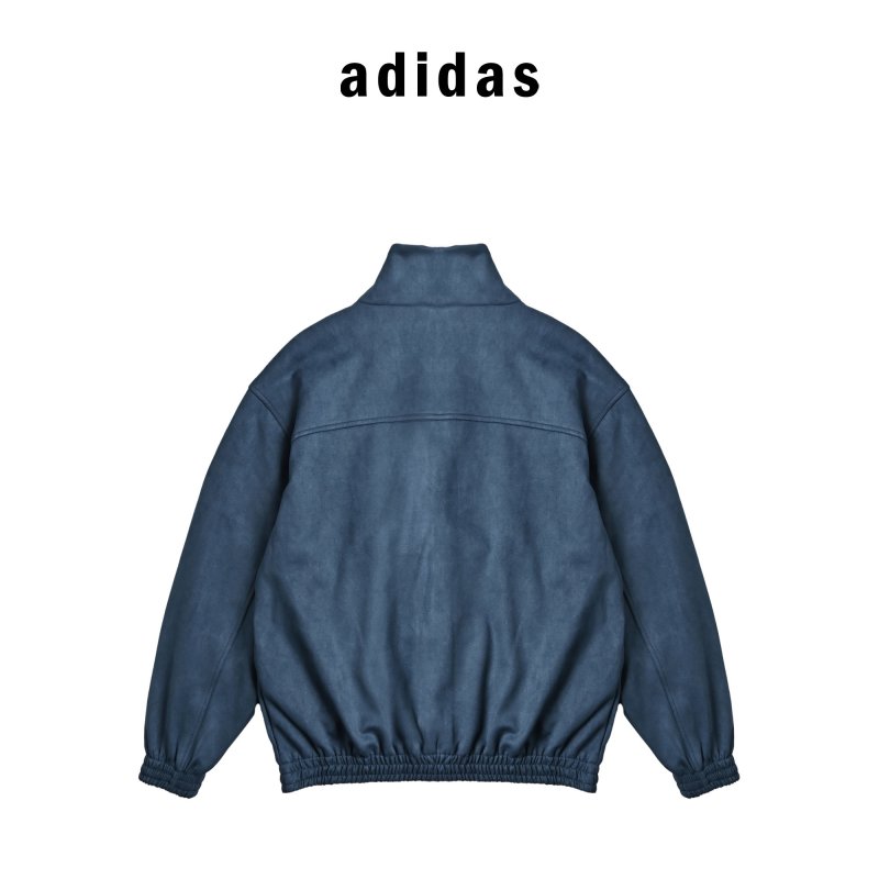 Adidas Navy Blue Duffle Jacket with Three Stripes view