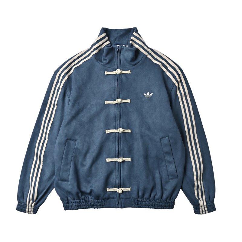 Adidas Navy Blue Duffle Jacket with Three Stripes view