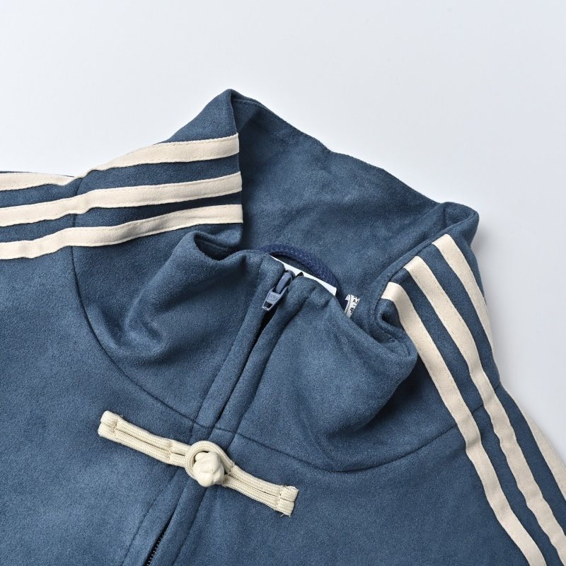 Adidas Navy Blue Duffle Jacket with Three Stripes view