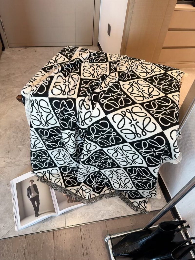 Loewe Anagram Reversible Cashmere Scarf Black & Cream view