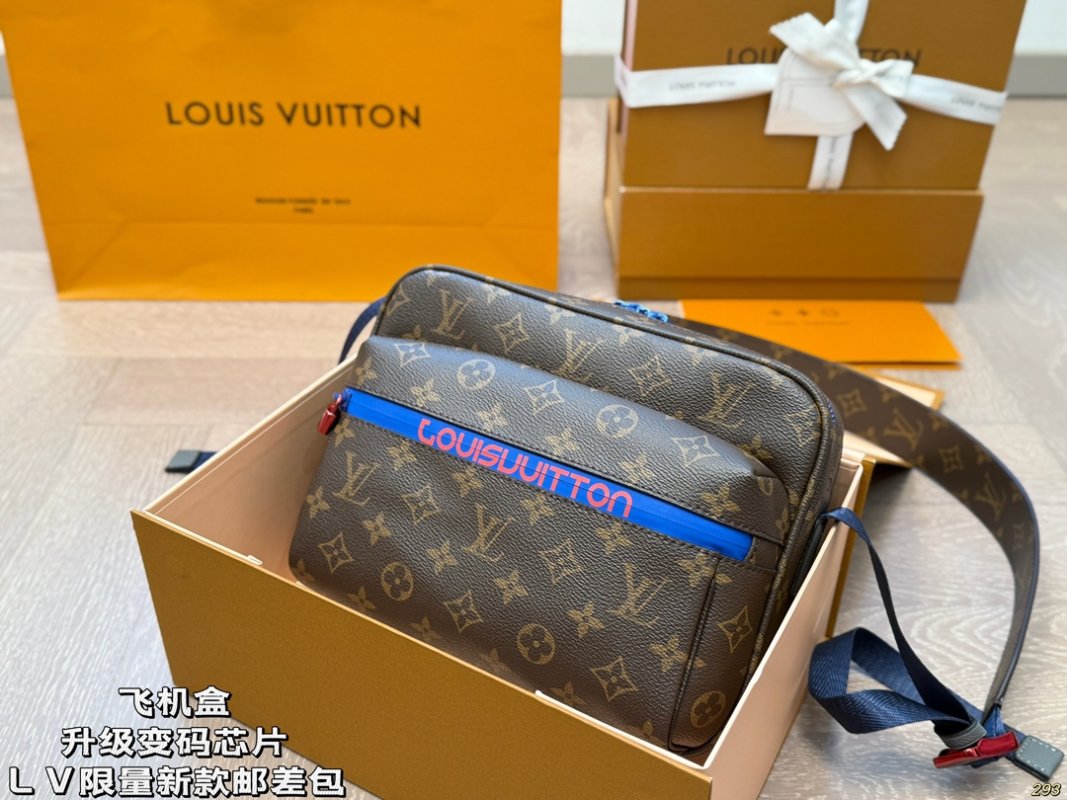 Louis Vuitton Monogram Messenger Bag with Blue Strap