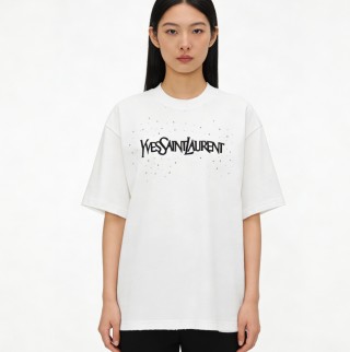 Yves Saint Laurent White Logo Short Sleeve T-Shirt