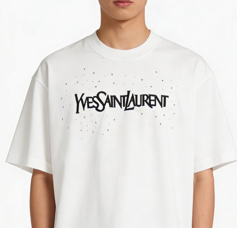 Yves Saint Laurent White Logo Short Sleeve T-Shirt view
