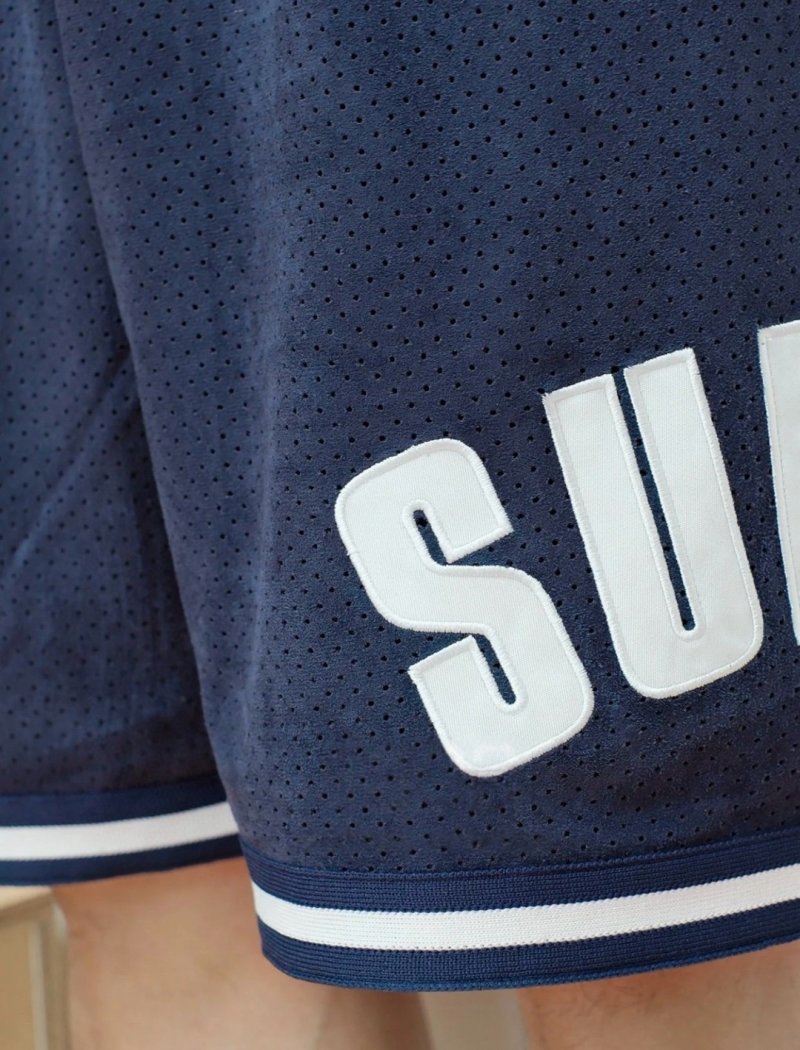 Supreme Navy Basketball Shorts with White Trim view