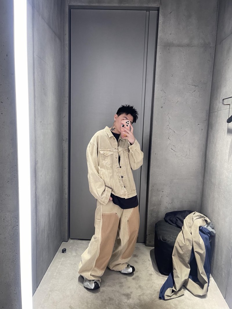 Balenciaga Beige Denim Jacket with Back Logo view