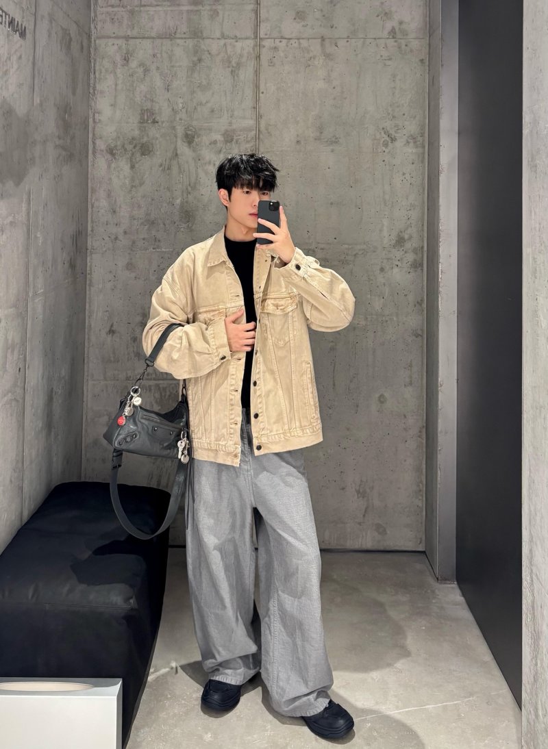 Balenciaga Beige Denim Jacket with Back Logo view