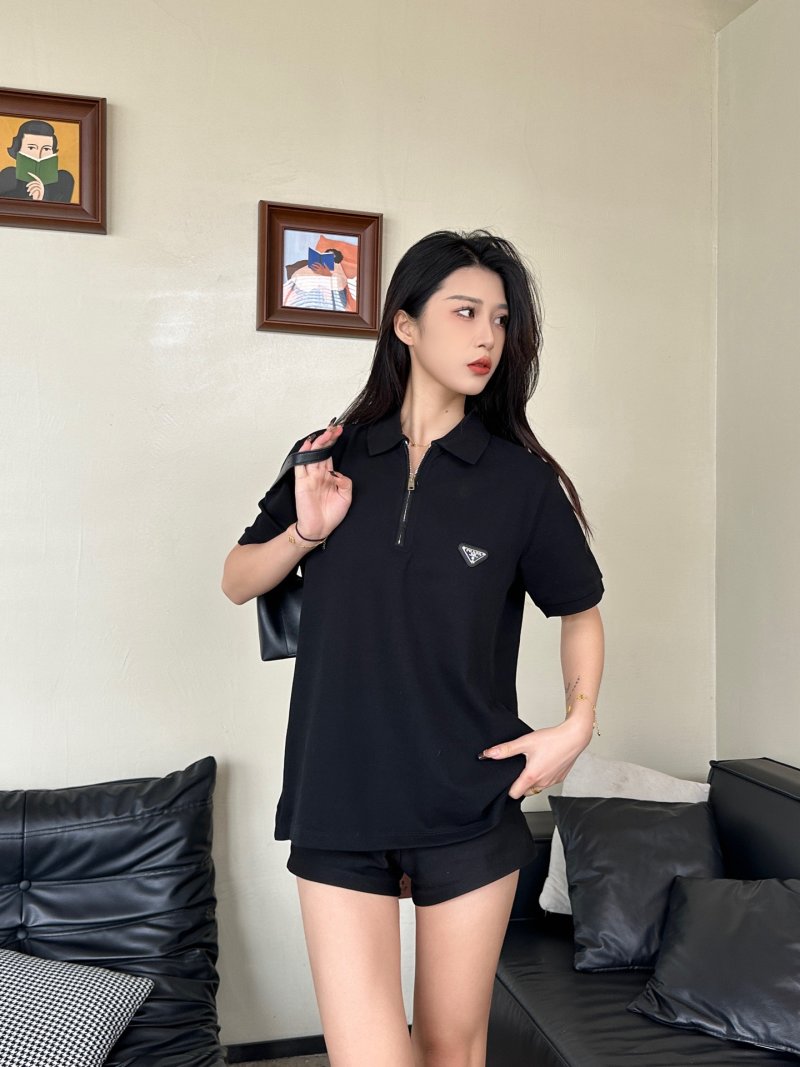 Prada Black Short-Sleeve Polo Shirt view