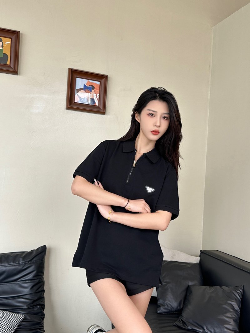 Prada Black Short-Sleeve Polo Shirt view