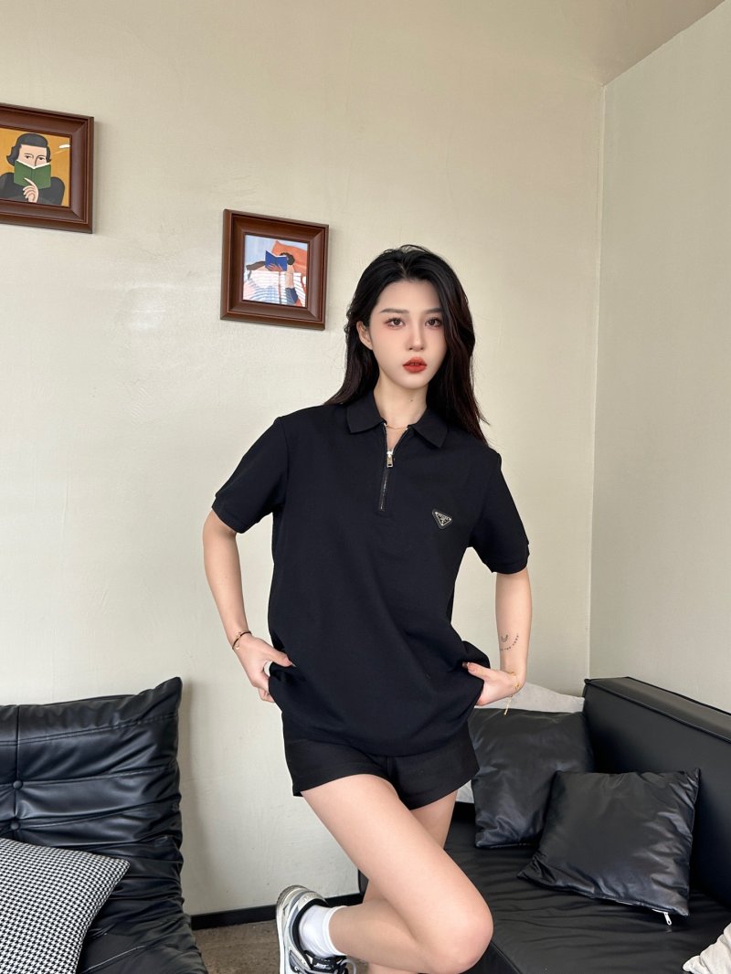 Prada Black Short-Sleeve Polo Shirt view
