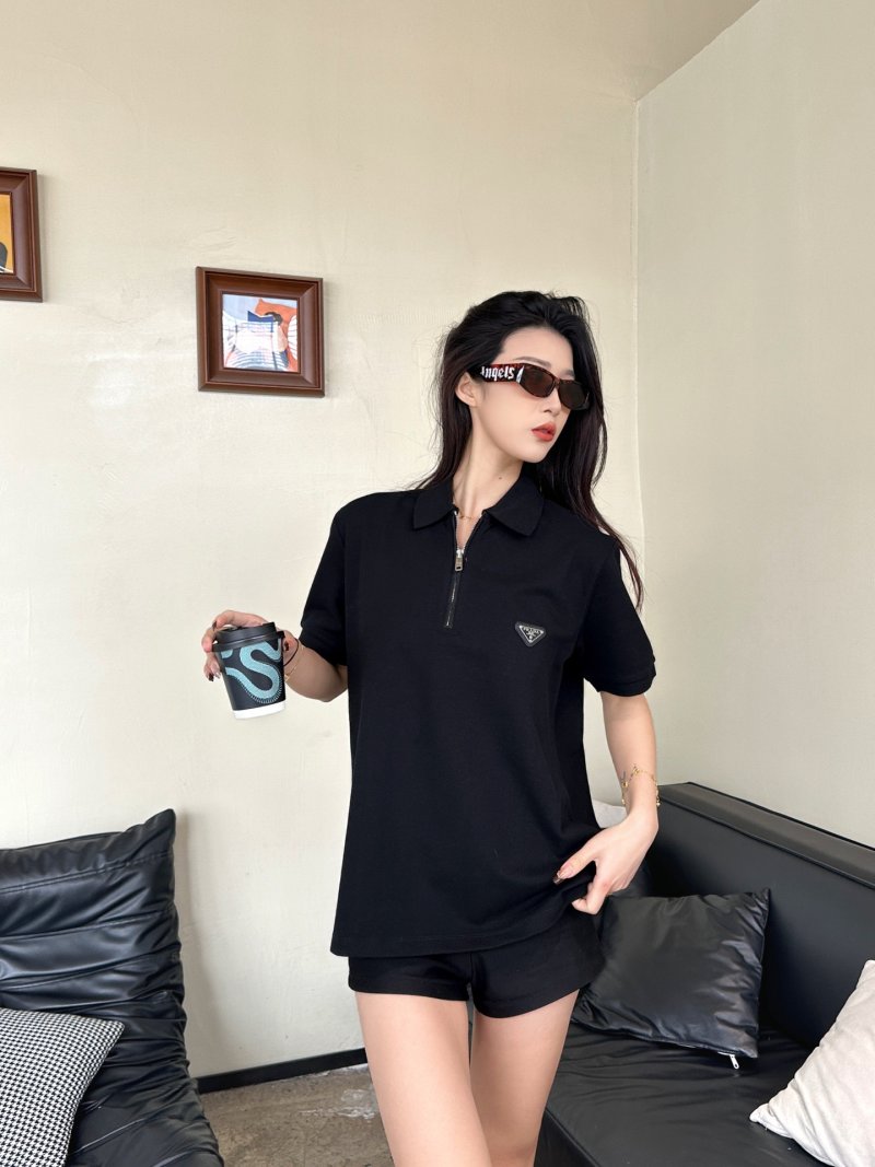 Prada Black Short-Sleeve Polo Shirt view