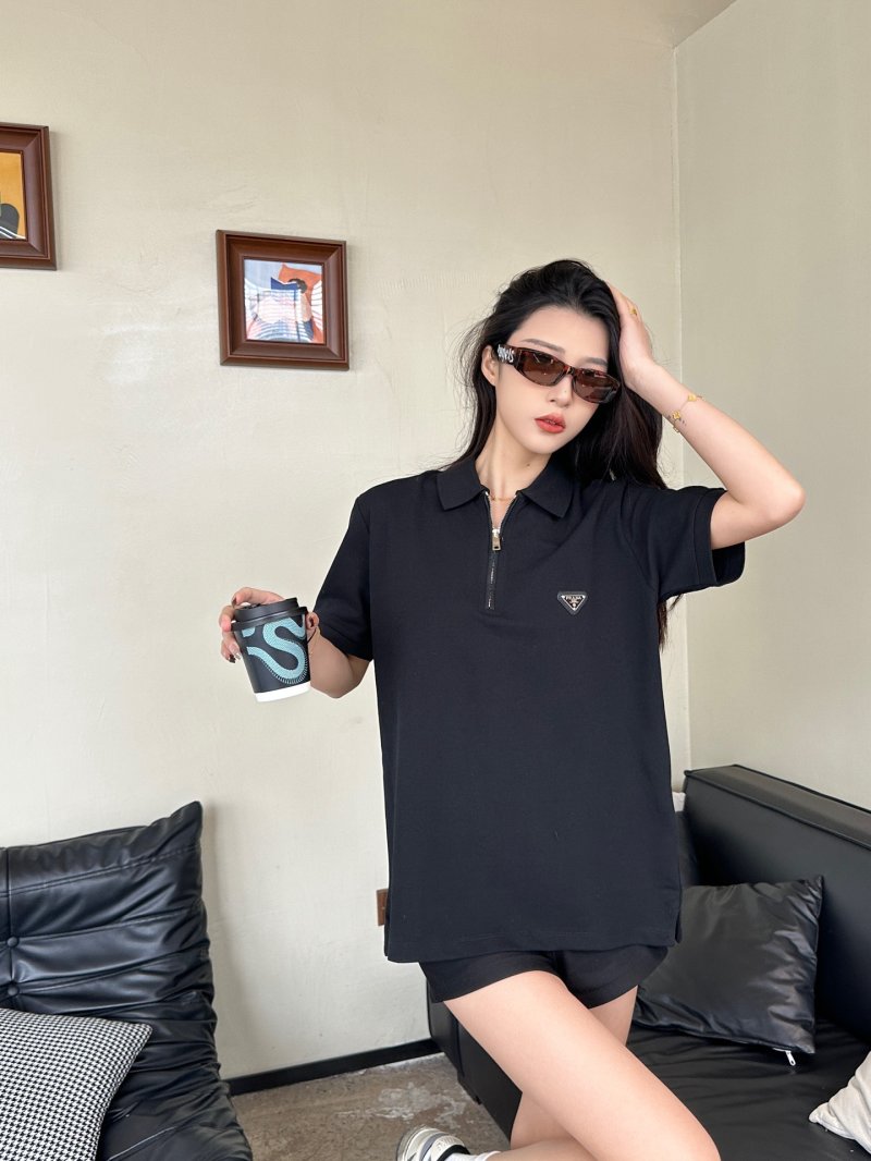 Prada Black Short-Sleeve Polo Shirt view