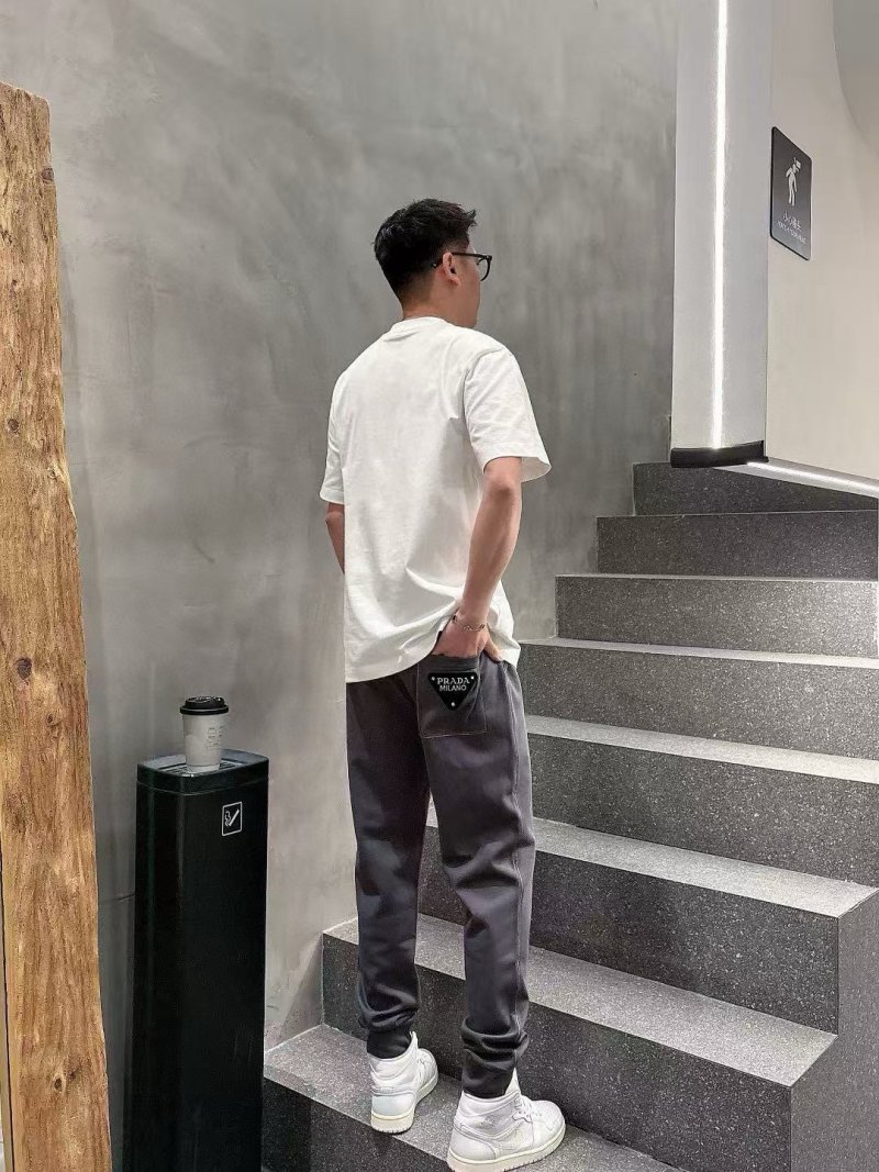 Prada Charcoal Drawstring Track Pants view