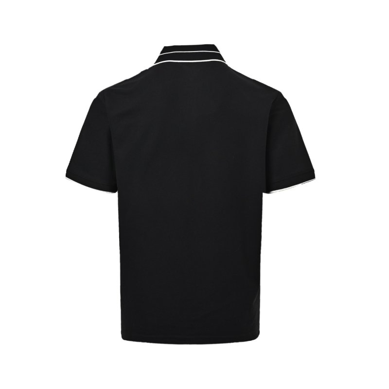 Prada Navy Polo Shirt with Striped Collar view