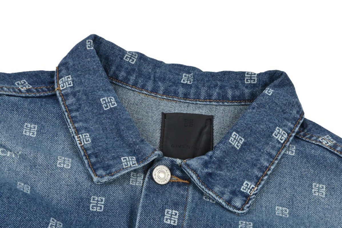 Givenchy 23FW Allover Logo Denim Jacket Blue view