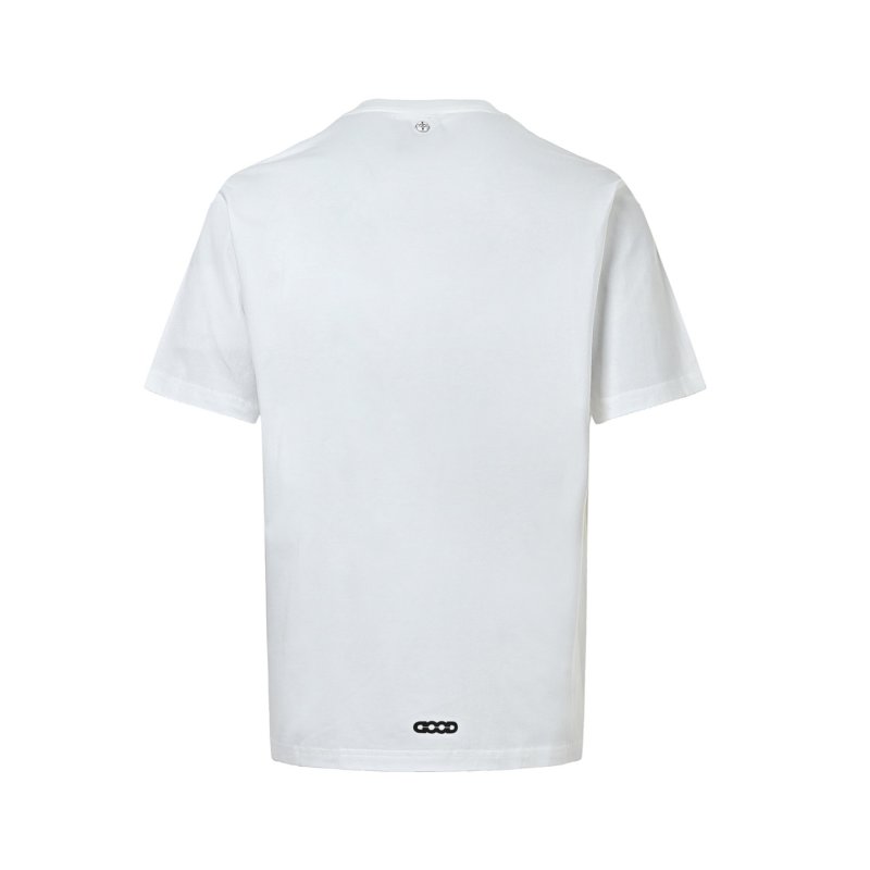 White Graphic Print Short Sleeve T-Shirt with Embroidered Motif view