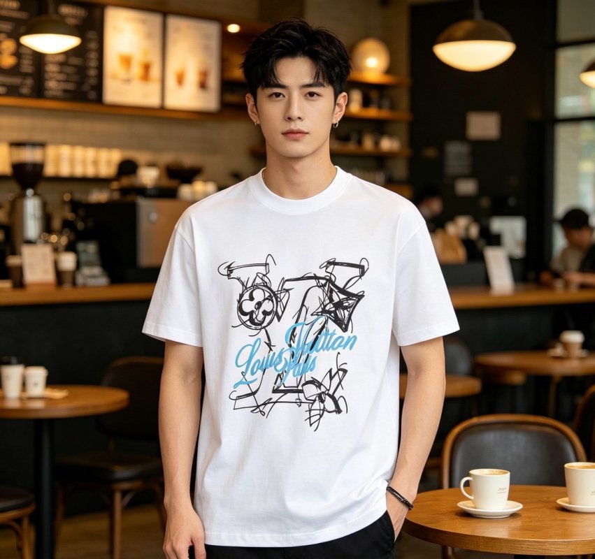 White Graphic Print Short Sleeve T-Shirt with Sketch Design view