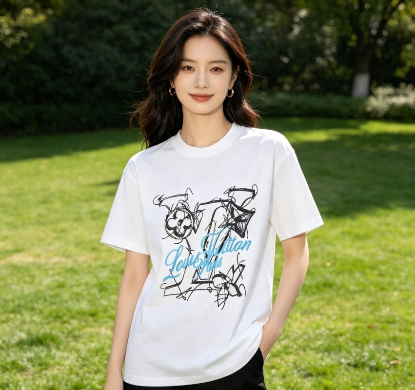 White Graphic Print Short Sleeve T-Shirt with Sketch Design view