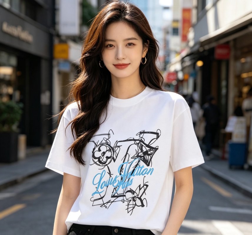 White Graphic Print Short Sleeve T-Shirt with Sketch Design view