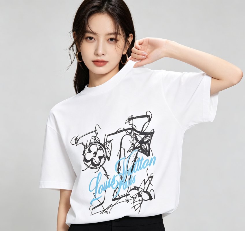 White Graphic Print Short Sleeve T-Shirt with Sketch Design view