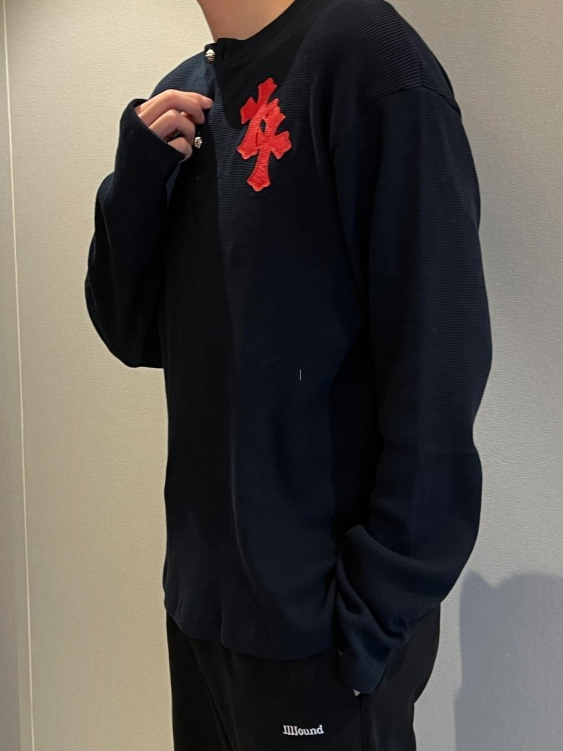 Chrome Hearts Black Long Sleeve Polo with Red Cross view