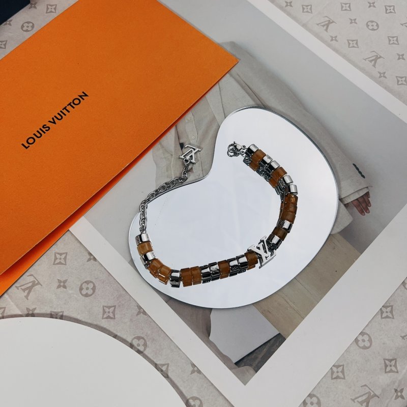 Louis Vuitton Monogram Beaded Bracelet - Brown & Silver