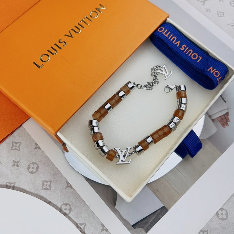 Louis Vuitton Monogram Beaded Bracelet - Brown & Silver view