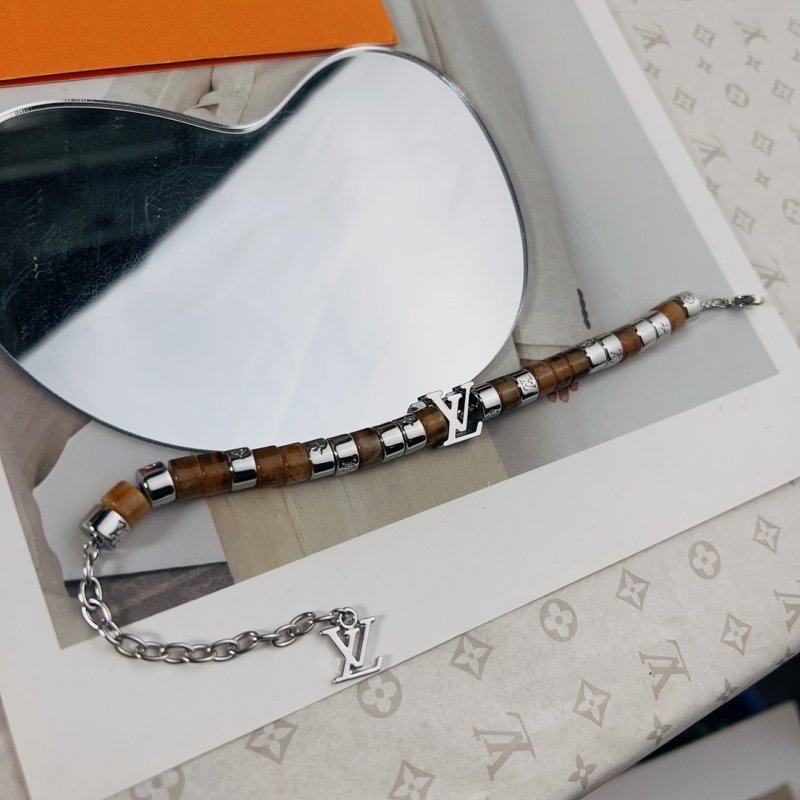 Louis Vuitton Monogram Beaded Bracelet - Brown & Silver view