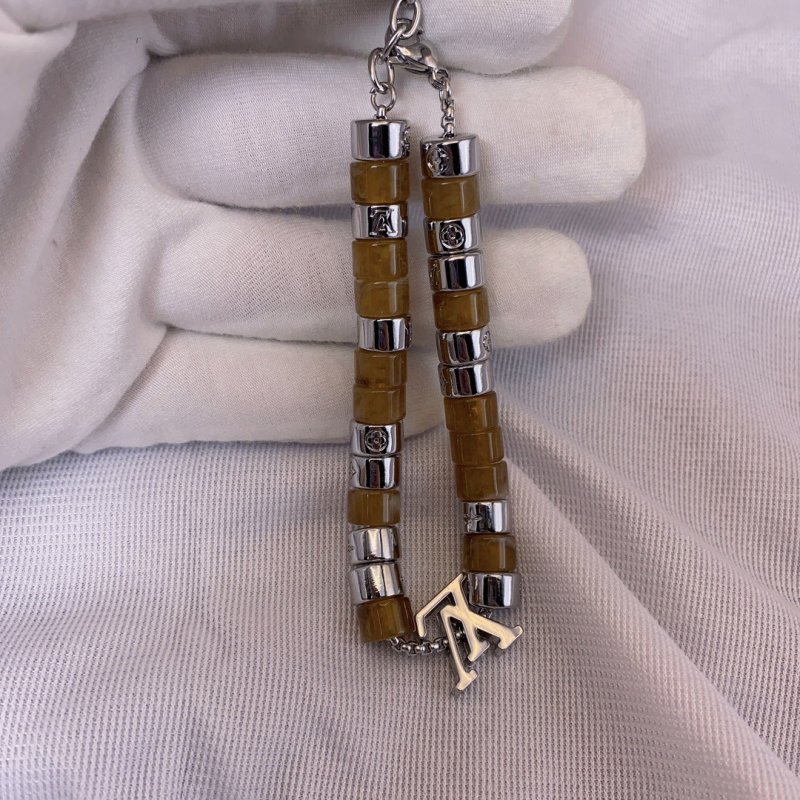 Louis Vuitton Monogram Beaded Bracelet - Brown & Silver view