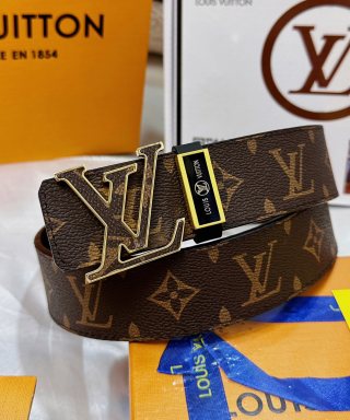 Louis Vuitton LV Monogram Canvas Belt - Gold Buckle