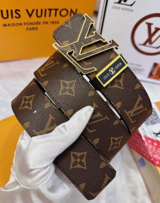 Louis Vuitton LV Monogram Canvas Belt - Gold Buckle view 2